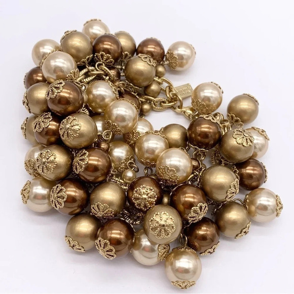 Kate Spade Bronze Gold Champagne Pearl Cha Cha Bracelet - Picture 2 of 4